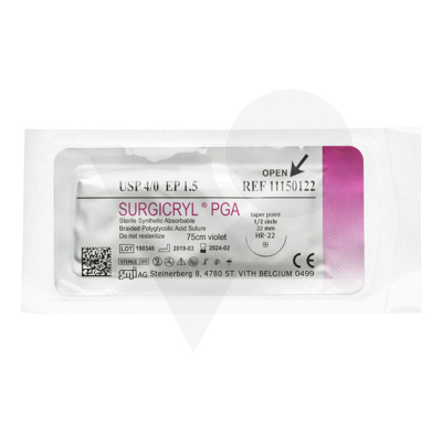 Surgicryl + Aiguille Ronde 1/2c 22 mm USP 4/0 EP 1,5 75 cm  11150122
