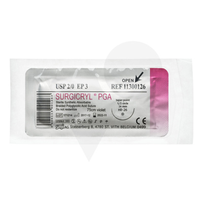 Surgicryl + Aiguille Ronde 1/2c 26 mm USP 2/0 EP 3 75 cm  11300126