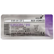 Surgicryl 910 + Round Needle 1/2c 22 mm USP 3/0 EP 2 75 cm  15200122